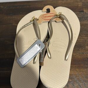 Havaianas flip flops sand grey/light gold, size 11 (41/42)